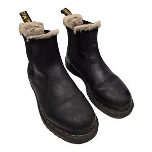 Dr Martens Leonore 2976‎ Faux Fur Lined Boots Leather Womens Size 8